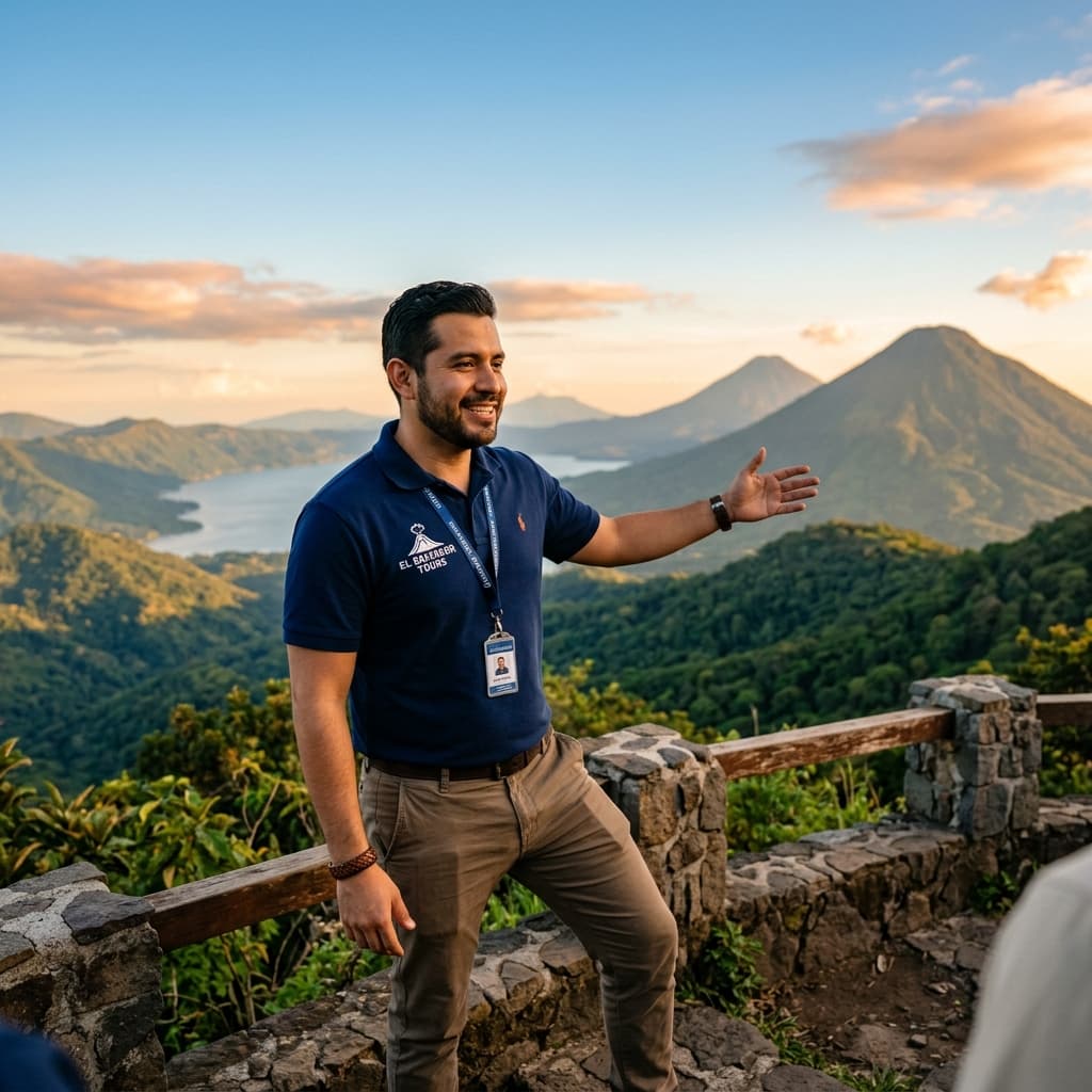 Anfitrion TURS guiando turistas por El Salvador